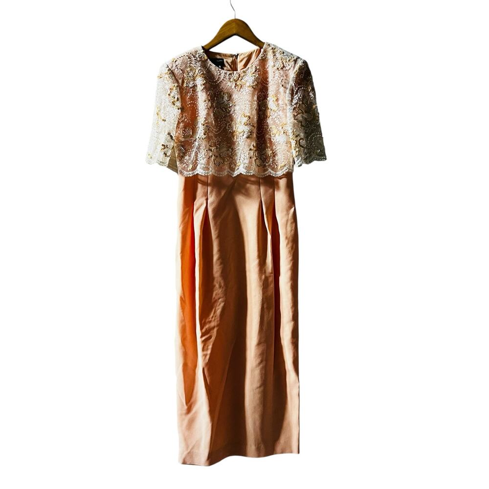 Vintage Donna Morgan Lace Overlay Short Sleeve Maxi Dress Size 4